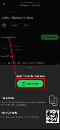 Share a Link of Spotify Jam