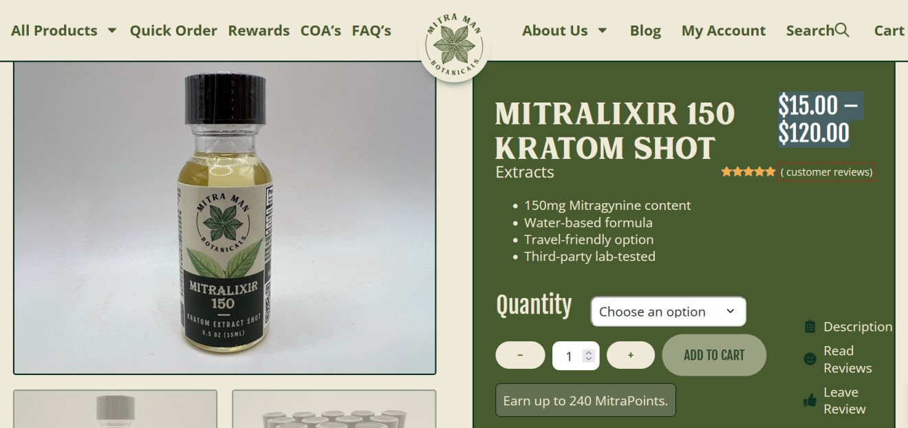 Order MIT 150 Kratom Shots Online From Mitraman