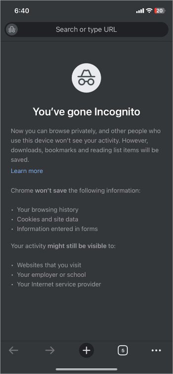 Exit Incognito MOde In iphone