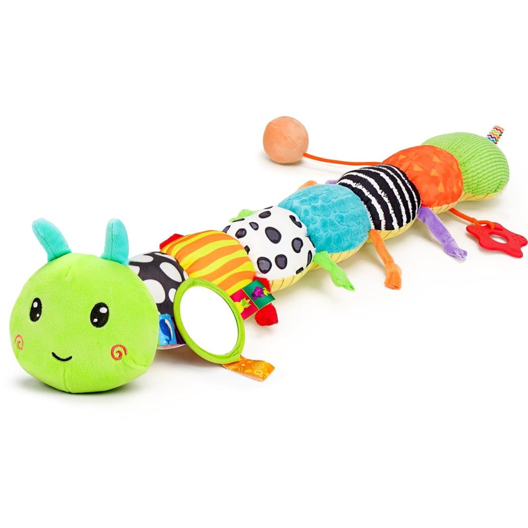Baby Sensory Toys 0-6 Months Music Animal Stuffed Plush Caterpillar Toy for Infant 0-3-6-12 Month Old