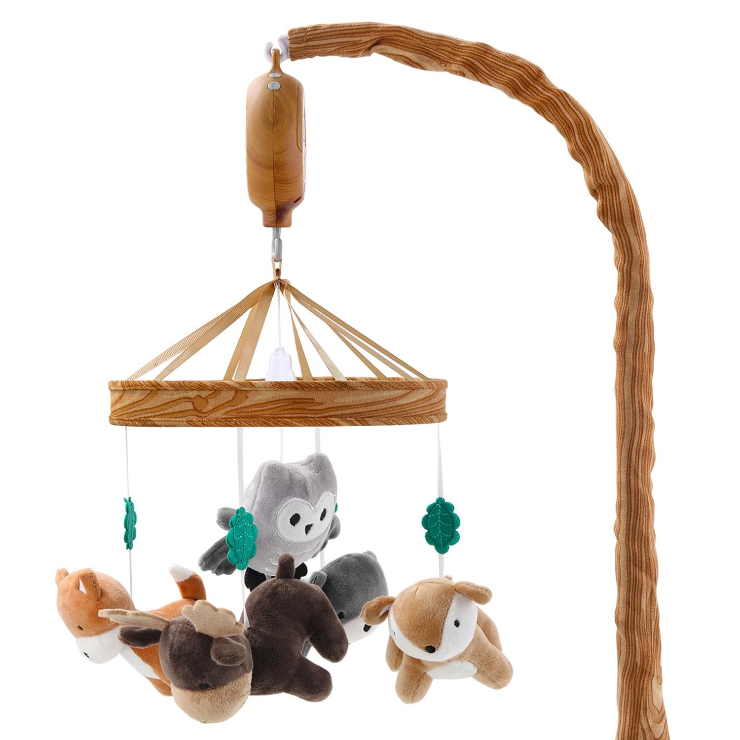 The Peanutshell Crib Mobile for Boys or Girls - Woodgrain Musical Baby Crib Mobile with 12 Lullabies