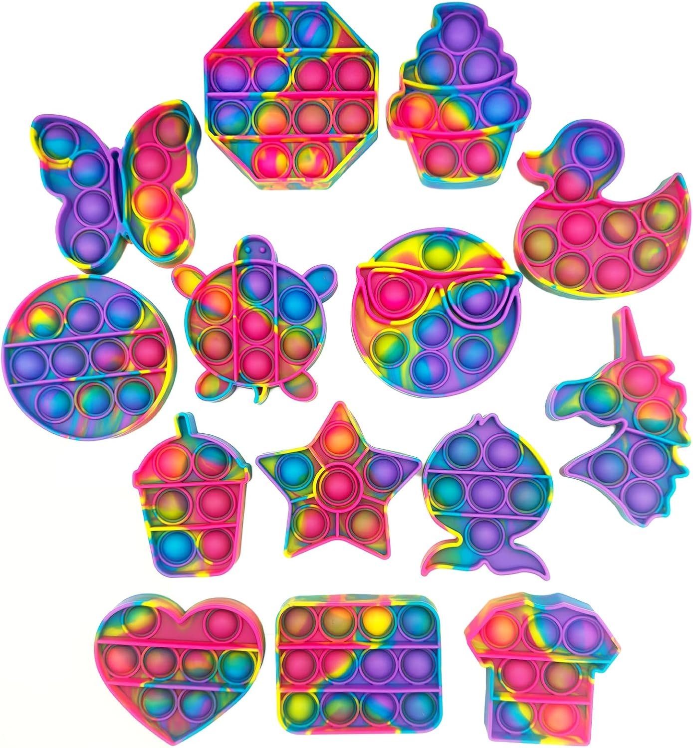 14 Pack Pop Fidget Sensory Toys Party Favors for Kids 4-8 8-12 Year Boys Girls Mini Fidget Toy Bulk Bubbles Popper for Easter Basket Stuffers Stress Toy for Birthday Party Favors Toddler Toys
