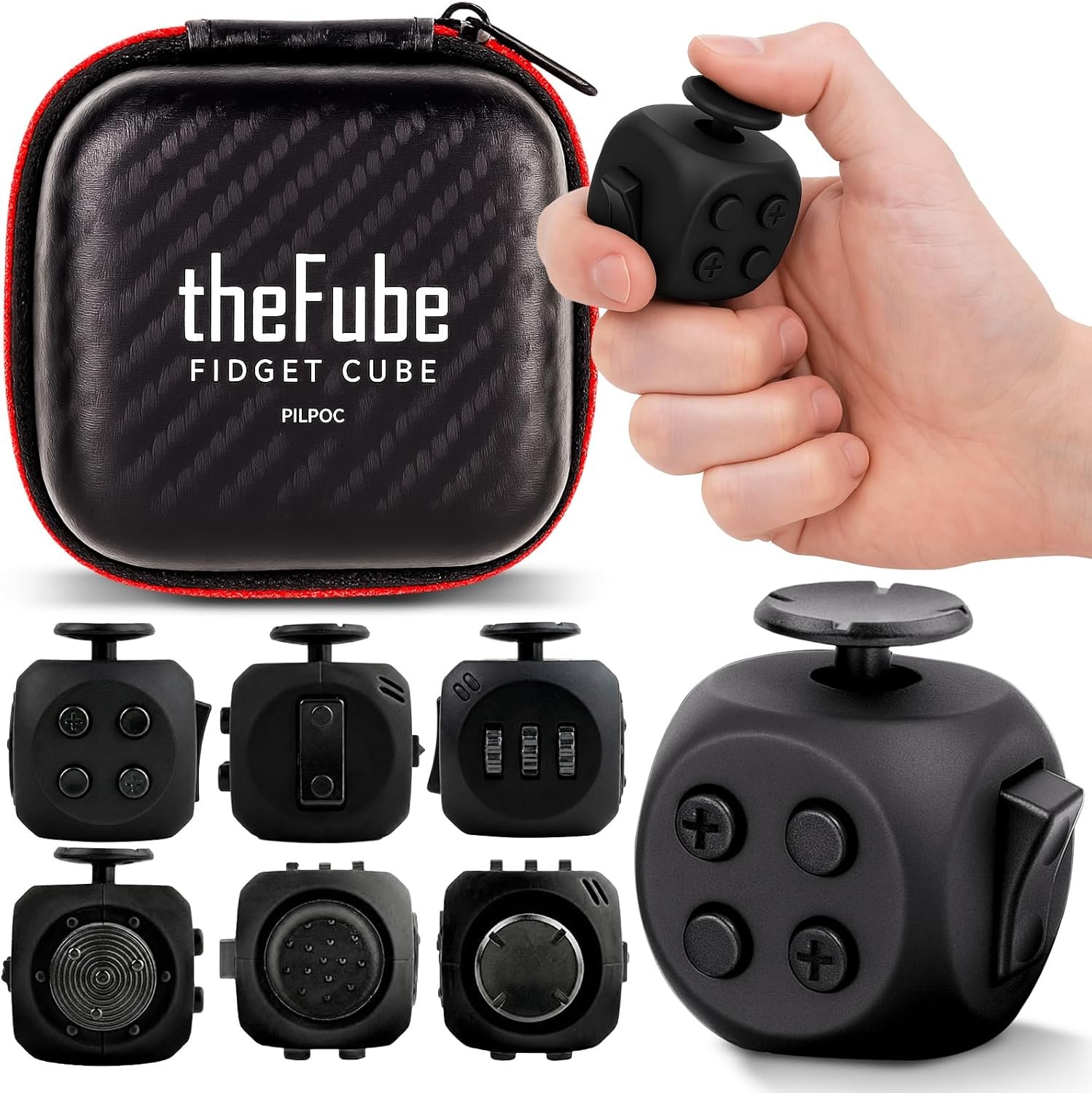 PILPOC theFube Fidget Cube, 6-Sided Stress Relief Infinity Cube for Adults & Kids, Boosts Concentration, Mindfulness Aid, Silent & Audible Modes, Stocking Suffers for Boys, Kids and Adults (Mi...