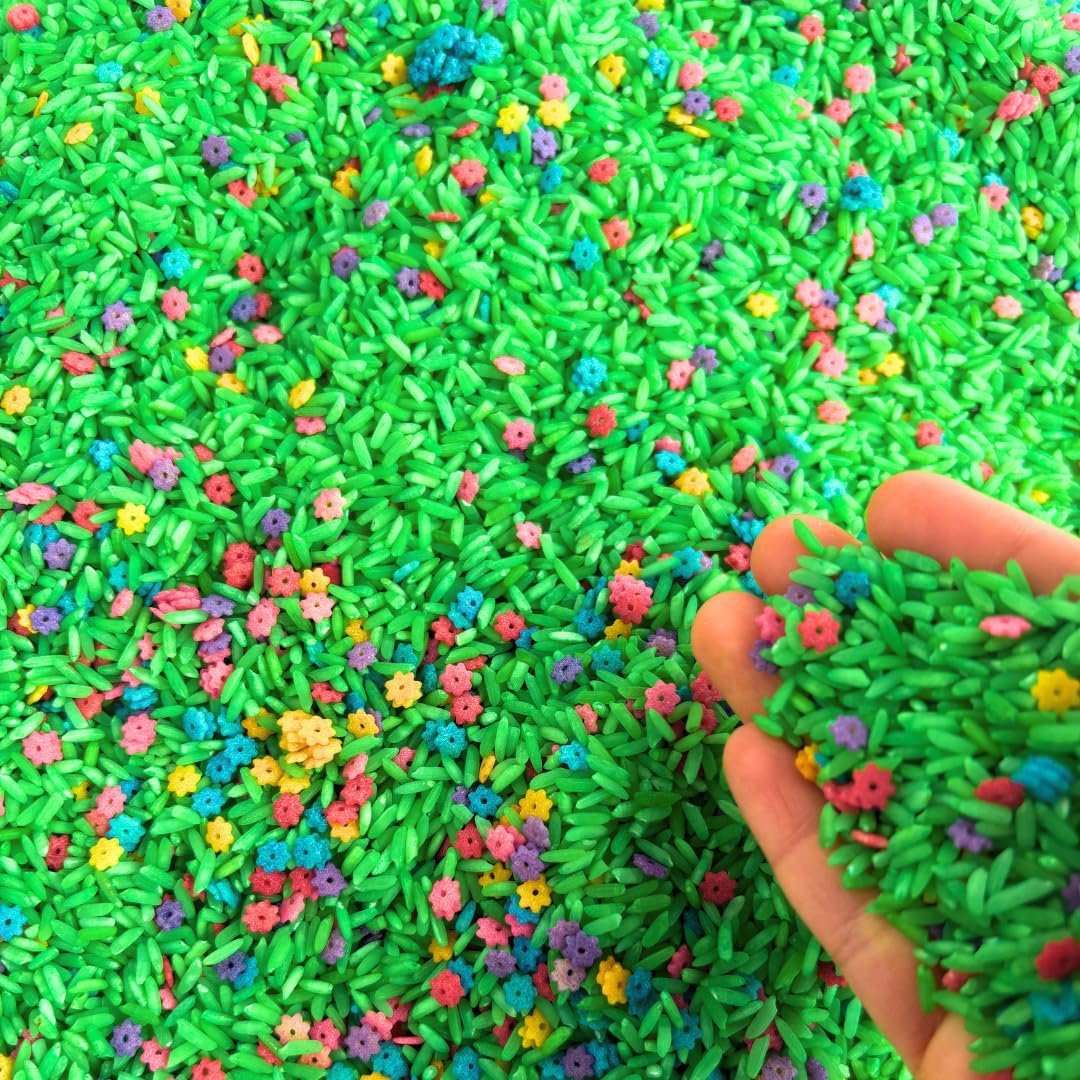 Spring Sensory Rice Bin Fillers for Kids -2 LB (4 Cups) | Sensory Play Set with Colored Rice Mix | Montessori Activities Play | Non-Toxic & Child -Safe Flower Rice | Sensory Table Filler