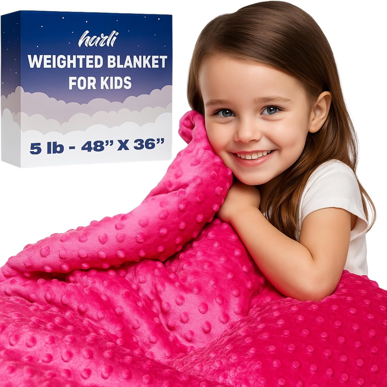 Super-Soft Kids Weighted Blanket 5 Pounds - Weighted Blanket for Kids - Easy to Clean, Washable Minky Cover - 36x48 Inches 5lbs Child