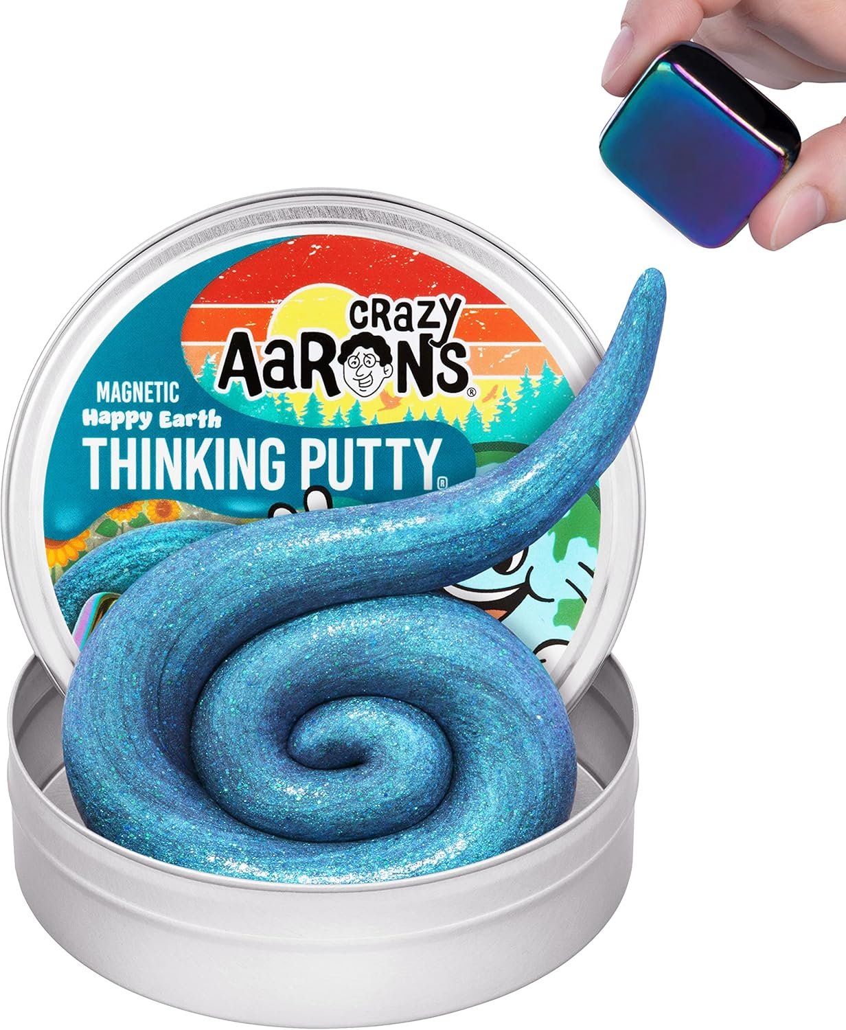 Crazy Aaron's Thinking Putty® - Happy Earth - Blue Sensory Putty for Kids and Grown ups in a 4" Tin - Creative and Endless Fun, Stress Relief Therapy Toys, Never Dries Out - Made in USA