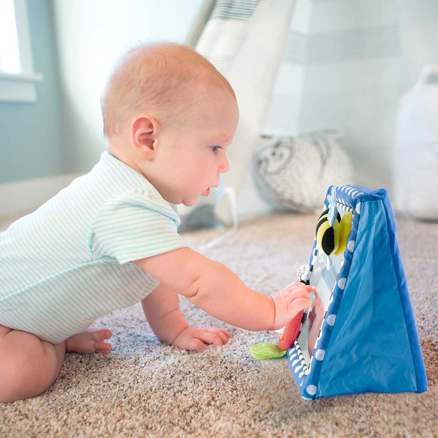 Sassy Tummy Time Floor Mirror, Developmental Baby Toy, Newborn Essential, Great Shower Gift, 0+ months