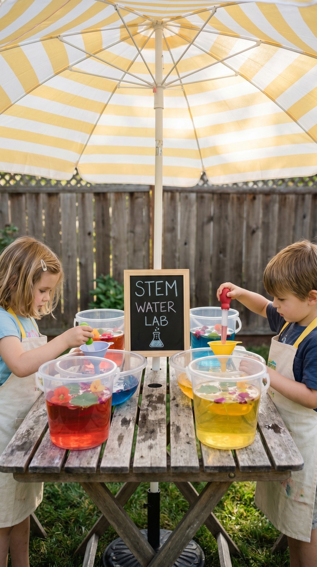 Easy Backyard Water Lab with Buckets & Tools
